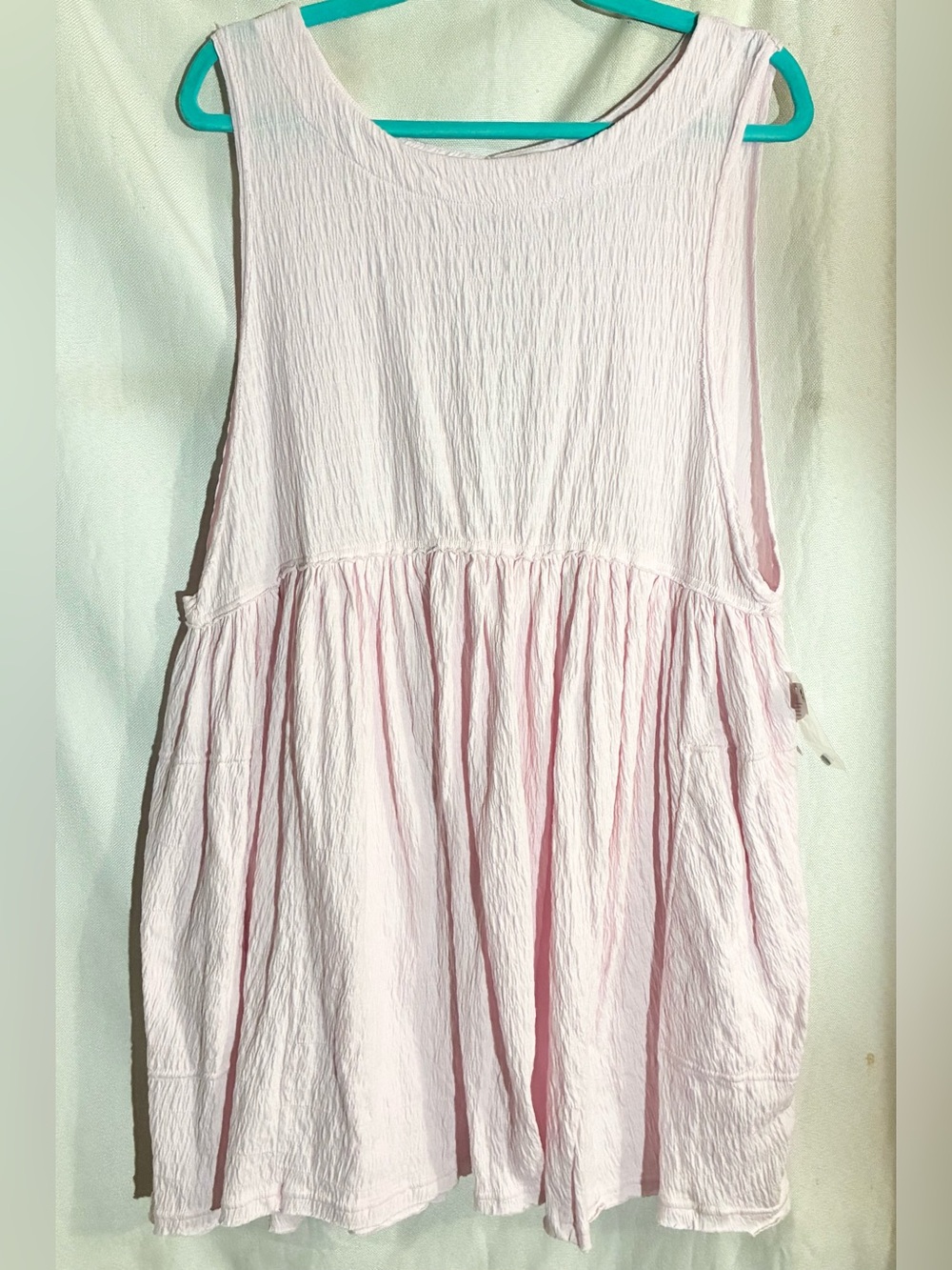 FP Beach Pink Textured Dress Sz L Cover Up Pockets cruise pool resort fun - Picture 10 of 10